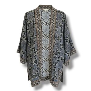Max Studio Women’s Black Paisley Open Front Cardigan Kimono – Size M